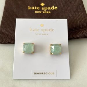 NWT, never worn, Kate spade earrings. Gold setting, beautiful light green color.